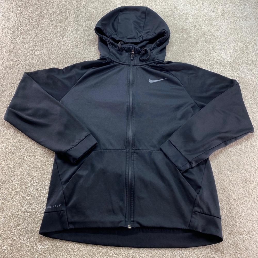 Nike Dri-FIT Hoodie Mens Large Black Utility Core Training Jacket Full Zip